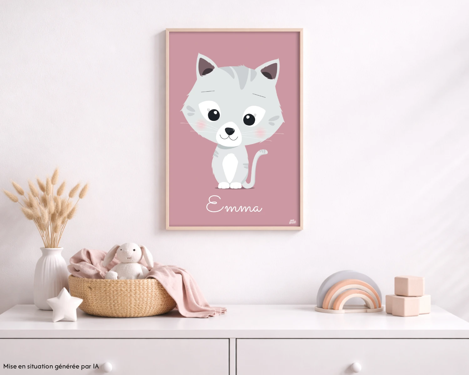 affiche chat chambre bebe decoration pastel