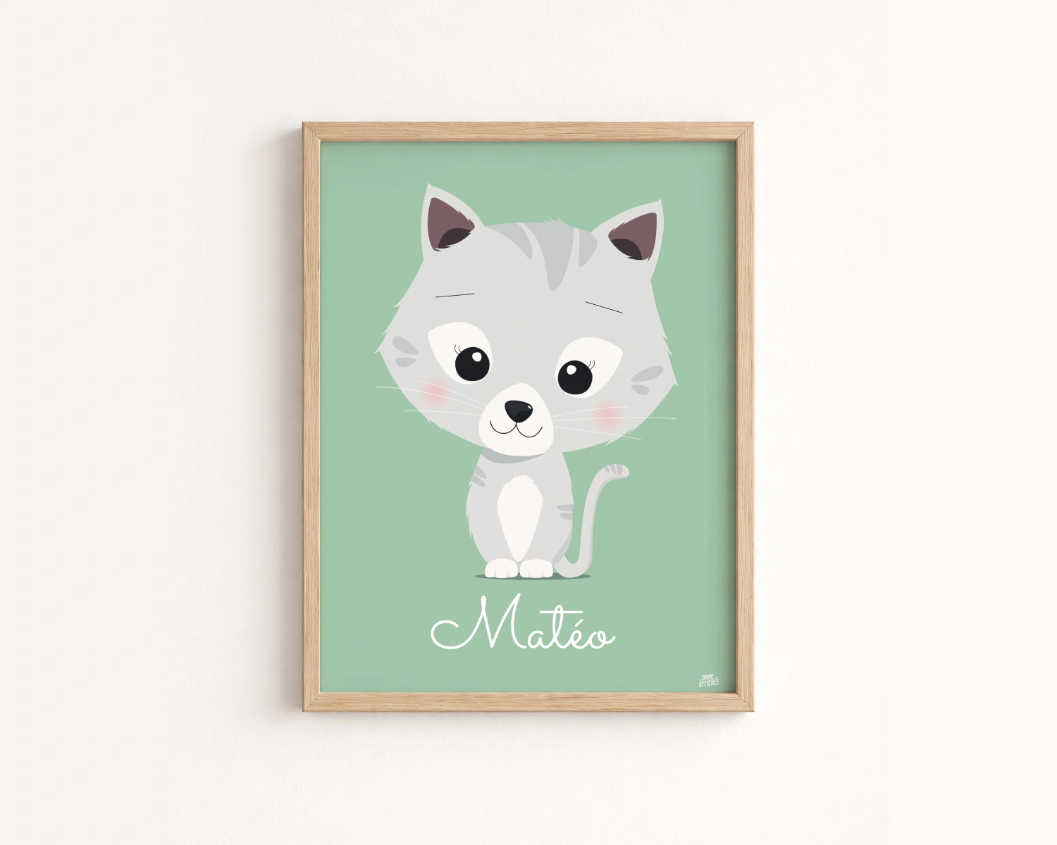 affiche chat chambre bebe vert