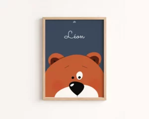 affiche ours brun personnalise chambre bebe