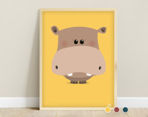 Affiche savane bébé hippopotame