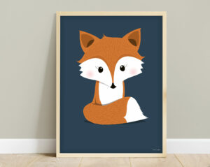 affiche renard chambre bébé forêt personnalisée