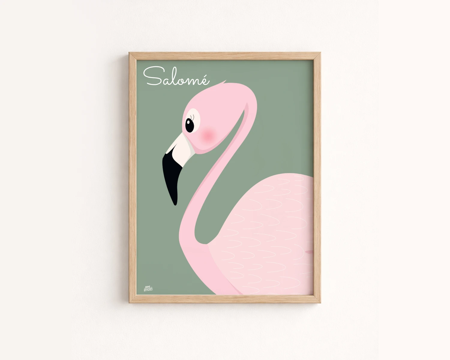 affiche flamant rose chambre bebe personnalise