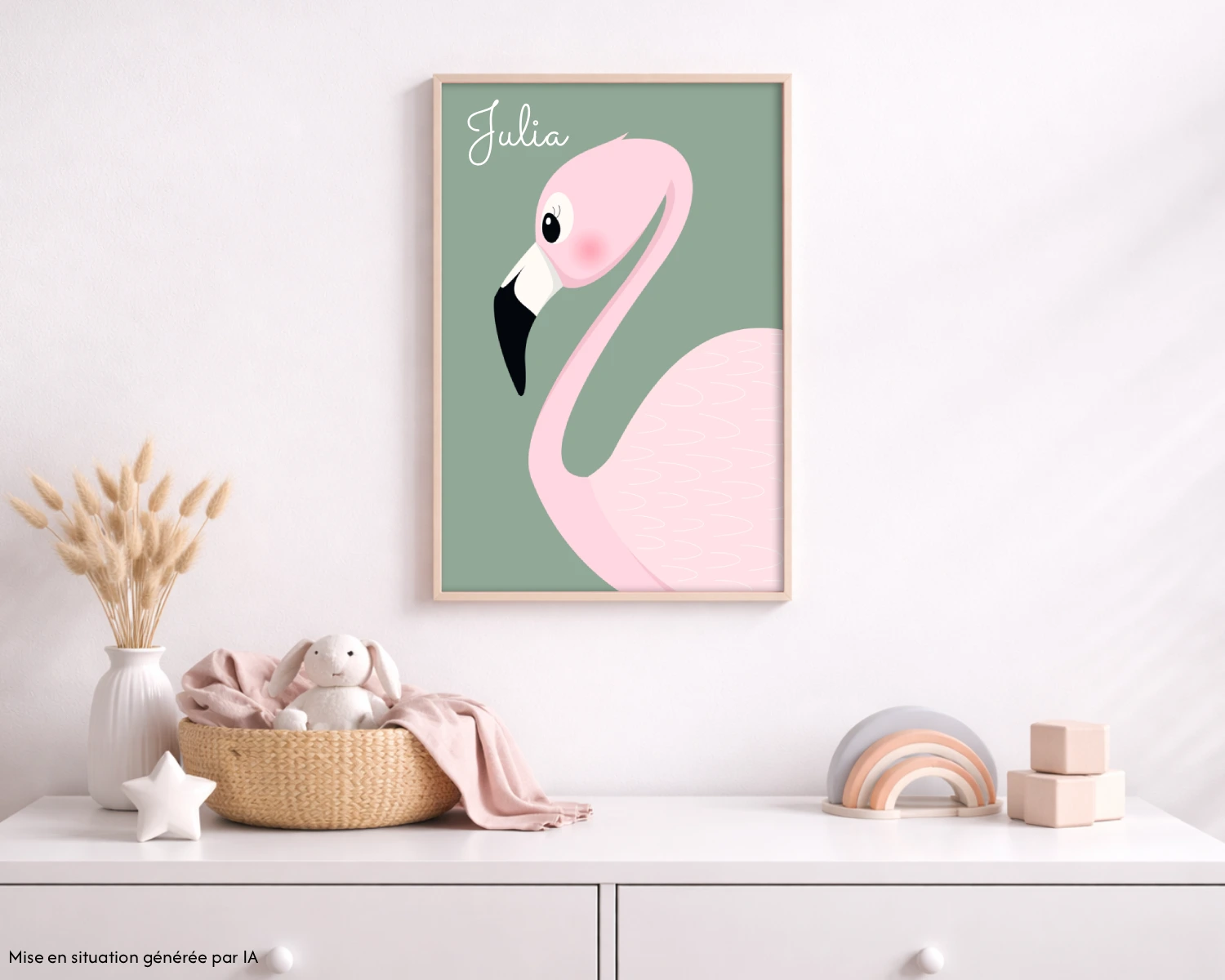 affiche flamant rose chambre pastel