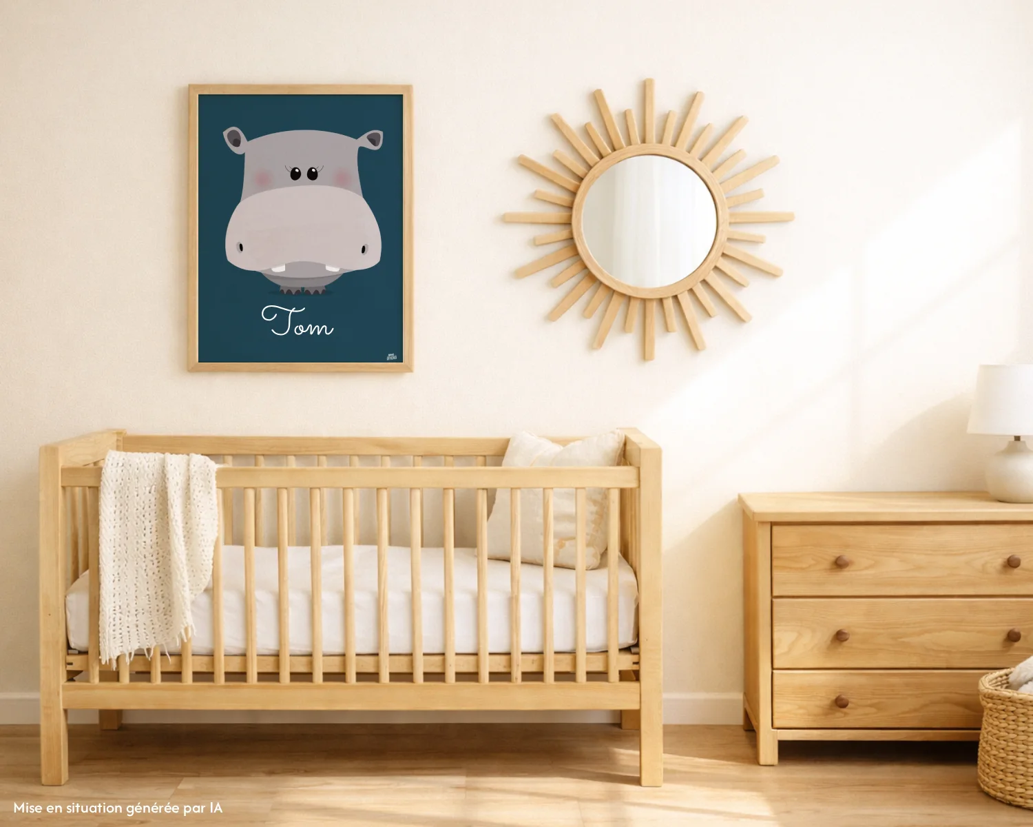 affiche hippopotame chambre bebe personnalise