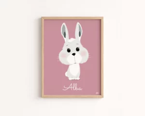 affiche lapin personnalise chambre enfant