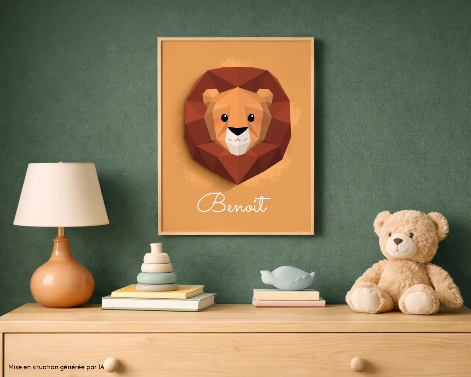 affiche lion personnalise chambre bebe