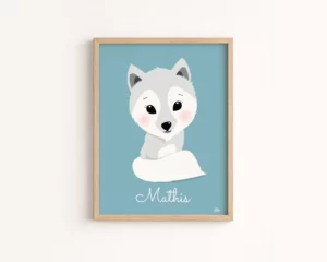 affiche loup blanc decoration chambre bebe banquise