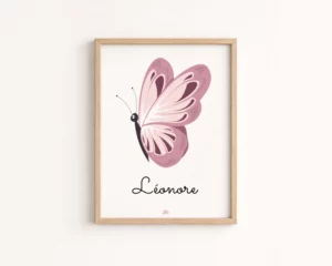 affiche papillon chambre bebe personnalise
