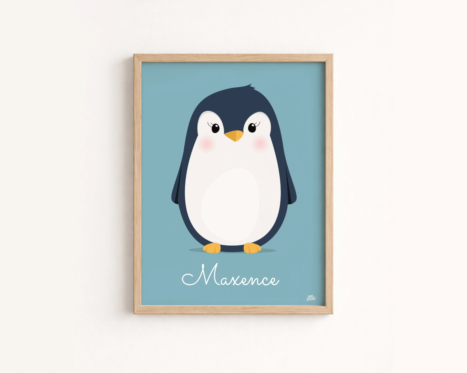 affiche pingouin chambre bebe personnalise