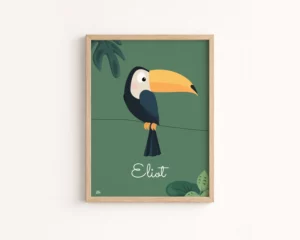 Affiche toucan chambre bébé décoration jungle personnalisee
