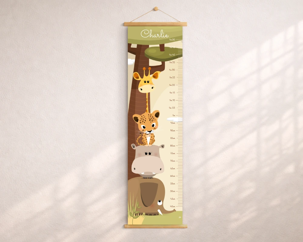 Toise murale savane chambre enfant personnalisée