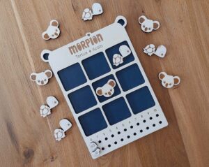 Jeu du morpion en bois – Tortue VS Koala
