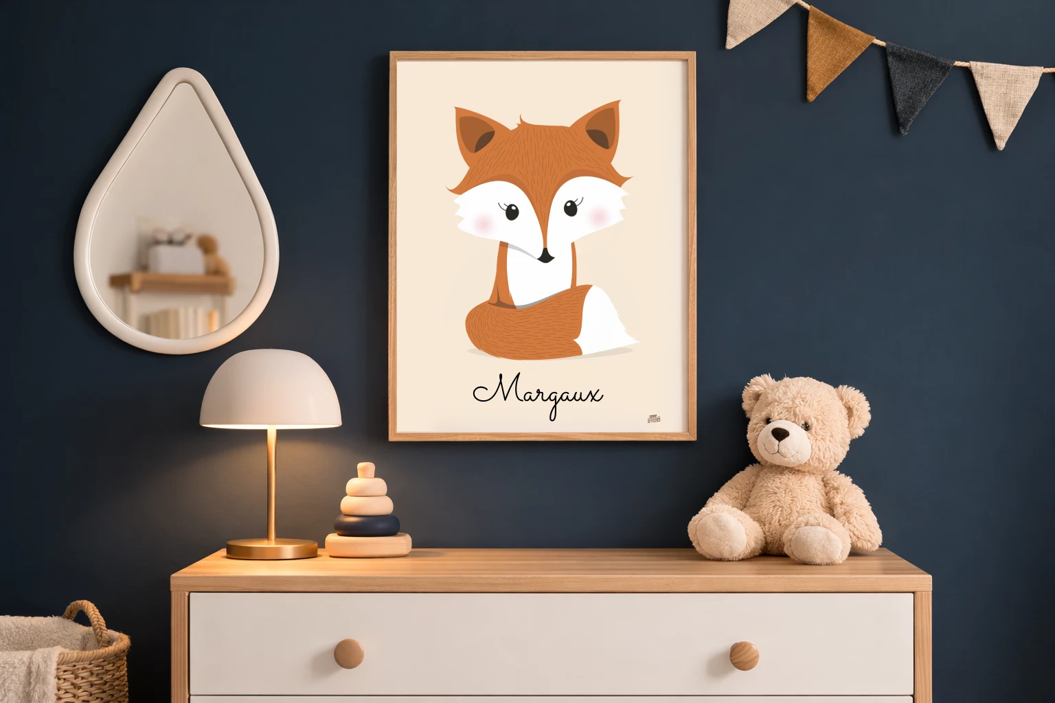 affiche renard chambre bebe personnalise