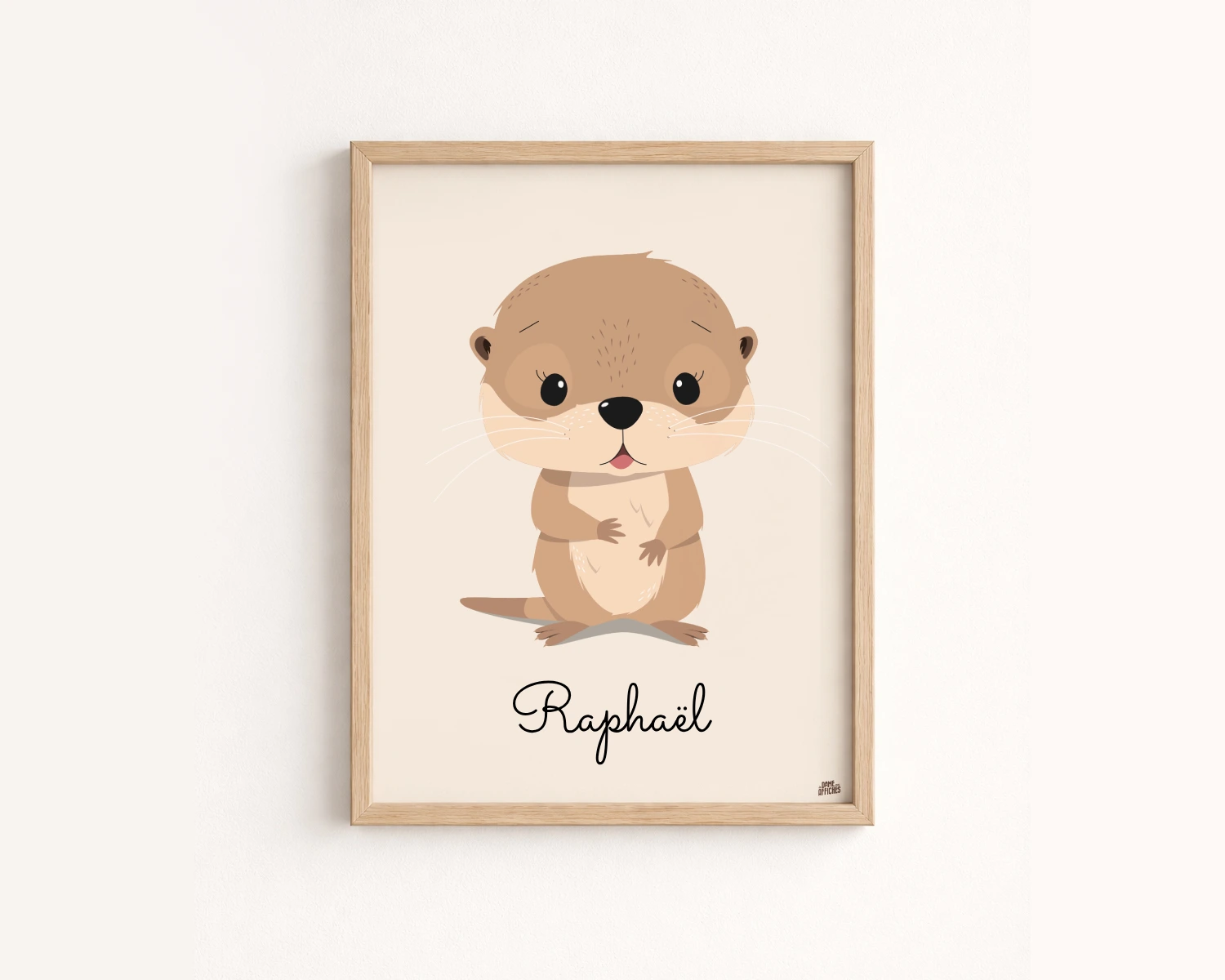 affiche-loutre-chambre-bebe-fond-beige