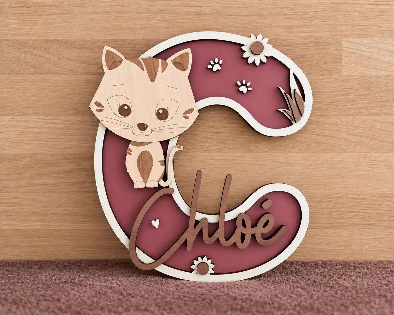 lettre-c-bois-personnalisee-chat-chloe