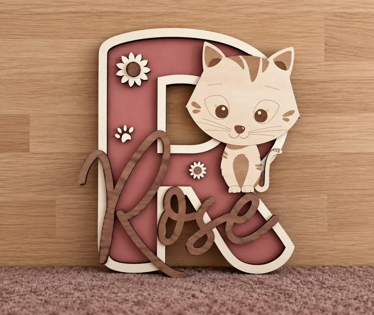 lettre-initiale-R-bois-personnalisee-rose-chat